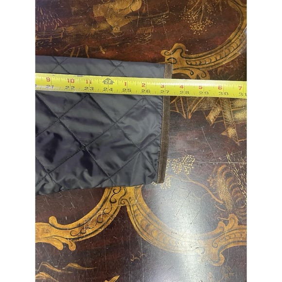 Vtg Polo Ralph Lauren Mens Black Quilted Brown Leather Zip Up Bomber Jacket XL - Picture 7 of 10